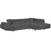 Image de LOUNGITUDE - Canapé d'angle Convertible avec Coffre Pieds Bois en Tissu Gris foncé