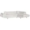 Image de LOUNGITUDE - Canapé d'angle Convertible avec Coffre Pieds Bois en Tissu bouclettes Blanc