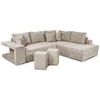 Image de LOUNGITUDE Canapé d'angle Tamia Convertible avec Coffre et 2 poufs en Tissu