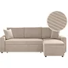 Image de LOUNGITUDE - Canapé d'angle Convertible réversible Velours cotelé Taupe