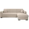 Image de LOUNGITUDE - Fuji - Canapé d'angle - Convertible - 4 Places - Coffre - en Velours cotelé - L262cm - Gauche - Beige