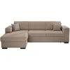 Image de LOUNGITUDE - Fuji - Canapé d'angle - Convertible - 4 Places - Coffre - en Velours cotelé - L262cm - Droit - Taupe
