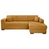 Image de LOUNGITUDE - Fuji - Canapé d'angle - Convertible - 4 Places - Coffre - en Velours cotelé - L262cm - Gauche - Jaune