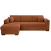 Image de LOUNGITUDE - Fuji - Canapé d'angle - Convertible - 4 Places - Coffre - en Velours cotelé - L262cm - Gauche - Terracotta