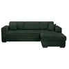 Image de LOUNGITUDE - Fuji - Canapé d'angle - Convertible - 4 Places - Coffre - en Velours cotelé - L262cm - Droit - Vert Foncé