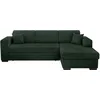 Image de LOUNGITUDE - Fuji - Canapé d'angle - Convertible - 4 Places - Coffre - en Velours cotelé - L262cm - Gauche - Vert Foncé