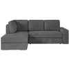 Image de LOUNGITUDE Aden - Canapé d'angle Convertible avec Coffre en Velours côtelé - Angle Gauche - Gris foncé