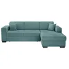 Image de LOUNGITUDE - Fuji - Canapé d'angle - Convertible - 4 Places - Coffre - en Velours cotelé - L262cm - Gauche - Bleu Clair