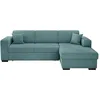Image de LOUNGITUDE - Fuji - Canapé d'angle - Convertible - 4 Places - Coffre - en Velours cotelé - L262cm - Droit - Bleu Clair