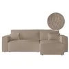 Image de LOUNGITUDE - Charlotte - Canapé d'angle Convertible réversible avec Coffre en Tissu bouclettes Taupe