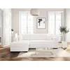 Image de LOUNGITUDE - CARIBI - Canapé d'angle Convertible avec Coffre en Tissu bouclettes Blanc