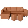 Image de LOUNGITUDE Canapé d'angle réversible Convertible Oslo avec Coffre et 2 poufs en Velours côtelé