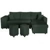 Image de LOUNGITUDE Canapé d'angle réversible Convertible Oslo avec Coffre et 2 poufs en Velours côtelé