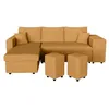 Image de LOUNGITUDE Canapé d'angle réversible Convertible Oslo avec Coffre et 2 poufs en Velours côtelé