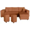 Image de LOUNGITUDE Canapé d'angle Mady Convertible avec Coffre, 2 poufs et étagère en Velours côtelé