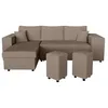 Image de LOUNGITUDE Canapé d'angle Mady Convertible avec Coffre, 2 poufs et étagère en Velours côtelé