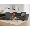 Image de LOUNGITUDE Canapé d'angle Mady Convertible avec Coffre, 2 poufs et étagère en Velours côtelé