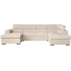 Image de LOUNGITUDE Canapé panoramique Paola Convertible avec 2 coffres en Velours côtelé