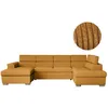 Image de LOUNGITUDE Canapé panoramique Paola Convertible avec 2 coffres en Velours côtelé