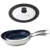 Image de Lot 2 poêles inox antiadhérentes Excell'Inox 24 et 28 cm et couvercle multidiamètre Mathon