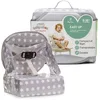 Image de BabyToLove | Rehausseur chaise bébé compact et pliable avec coussin imperméable, harnais 3 points et poignée de transport | White Stars