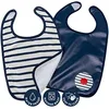 Image de BabyToLove lot de 2 bavoirs bébé imperméables et doux | Fermeture scratch pratique | Bavoirs naissance à 3 ans pour repas, biberons et poussées dentaires | Blue Stripes