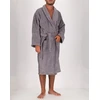 Image de Soft by Perle de Coton - Peignoir Homme en coton et velours gris perle L