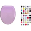 Image de MSV - Abattant WC MDF CLÉO - Charnières INOX - Shiny - Ø 370 x 450 mm - Couleur Rose Clair - Élégance et Confort pour Salle de Bain - Installation et Nettoyage Faciles