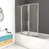 Image de AURLANE Pare-Baignoire Pivotant 3 Volets Chrome - 125x143 cm - Verre Trempé 4 mm - ZAGGY Chrome