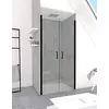 Image de Porte de Douche Double Battant 90x200cm - Verre Trempé Transparent 6mm - Profil Noir Mat