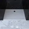 Image de Receveur de douche a poser rectangle extra plat en acrylique renforcee blanc - finition pierre