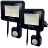 Image de Arum Lot de 2 Projecteurs LED ATRIA 20W Détecteur de Mouvement Blanc Froid 6000K IP66 Extérieur, Jardin, Terrasse, Parking, Cours