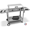 Image de PLANCHAELEC - Pack Complet Plancha Electrique NEO E-650-2400W - Chariot + Accessoires - Inox - Thermostat Réglable - 10 Personnes - Made In France - L65 X P43 X H18 cm