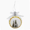 Image de WERKA PRO Boule de Renne Lumineuse - LED Blanc Chaud - Blanc Pailleté avec Liseré Doré - 10 x 8 x 12 cm - Ruban de Suspension