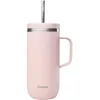 Image de QWETCH - Cold Cup 600ml avec Poignée et Paille - 24h Glacé & 12h Froid - Pastel Rose - Gourde Isotherme en Inox, Tasse Thermo Café