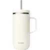 Image de QWETCH - Cold Cup 600ml avec Poignée et Paille - 24h Glacé & 12h Froid - Sable - Gourde Isotherme en Inox, Tasse Thermo Café