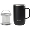 Image de QWETCH - Mug Isotherme Inox Recyclé avec Anse & Filtre Infuseur Noir - Tisanière Isotherme 470ml - Thermo Café & Thé - 6h Chaud & 12h Froid - Bouchon Coulissant Anti-Éclaboussures