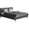 Image de Habitat et Jardin - Lit Double Lina en Simili Noir 140 x 190 cm | Cadre de Lit 2 Places | Sommier et Tête de Lit Inclus | Support à Lattes en Bois