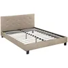 Image de Habitat et Jardin - Lit Double Julia en Simili Taupe 140 x 190 cm | Cadre de Lit 2 Places | Sommier et Tête de Lit Inclus | Support à Lattes en Bois
