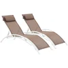 Image de Habitat et Jardin - Lot de 2 Bains de Soleil en Aluminium et Textilène Beauty - Transats Multi Positions - Chaises de Jardin, Piscine et Balcon Empilable - Dossier Inclinable - Taupe
