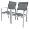 Image de Habitat et Jardin - Lot de 2 Fauteuils de Jardin en Textilène et Aluminium Gris Foncé - Tropic|Phoenix - Chaises de Jardin avec Accoudoirs - Chaises de Maison Solides et Légères