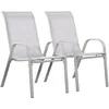 Image de Habitat et Jardin - Lot de 2 Fauteuils de Jardin en Textilène et Acier Gris Clair - Cordoba|Phoenix - Chaises de Jardin avec Accoudoirs - Chaises de Maison Solides et Légères