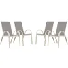Image de Habitat et Jardin - Lot de 4 Fauteuils de Jardin en Textilène et Acier Gris Clair - Cordoba|Phoenix - Chaises de Jardin avec Accoudoirs - Chaises de Maison Solides et Légères