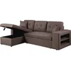 Image de Habitat et Jardin - Canapé d'angle Convertible et Réversible Axel 3 Places Taupe - Canapé Lit Design Moderne en Tissu Lin - Espace de Stockage (Méridienne) + Étagères