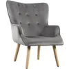 Image de Habitat et Jardin - Fauteuil Scandinave Velours Odense Gris - Fauteuil de Salon Confortable - Fauteuil Design de Luxe - Fauteuil Élégant de Chambre et de Bureau