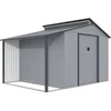 Image de Abri de Jardin métal avec pergola Madras - 9.12 m² - 257 x 355 x 237 cm - Gris