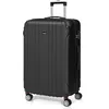 Image de Todeco Valise Grande Taille 78cm, Valise de Voyage, Rigide e Légère ABS Valise de Voyage à roulettes Valises, 4 Doubles Roues, 78x51x28cm, Noir