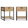 Image de Idomya - 2 Tables de chevets memphis bois/noir - 40x40x50 cm OS