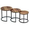 Image de Idomya - 3 Tables basses rondes gigognes Elize bois/noir - D.35/40/45 cm OS
