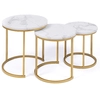 Image de Idomya - 3 Tables basses rondes gigognes Glam marbre blanc/doré OS